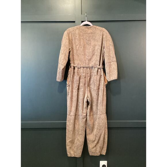ULLA JOHNSON Ezra Jumpsuit 100% cotton animal print brown balloon sleeves 10 - Picture 3 of 11